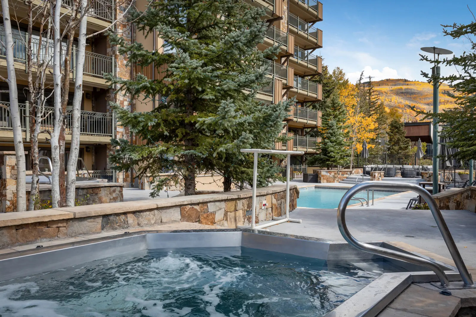 Hot tub off the pool deck